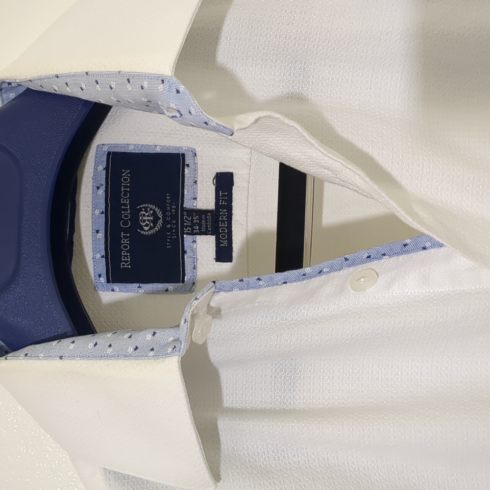 Report collection men's white casual dress shirt size 15 1/2 - 34 35
